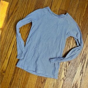 Tea Collection Blue and White Fitted Ribbed Long Sleeve Tee